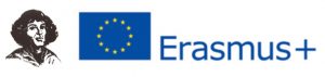 Kopernik -Logo PZ nr 10 SME; Flaga Unii Europejskiej; napis ERAZMUS plust