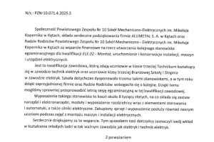 Podziękowania dla firmy ALUMETAL