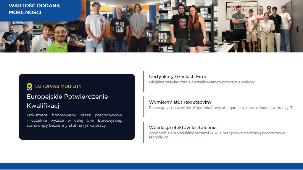 Certyfikaty Erasmus+ dla młodych informatyków „Kopernika”